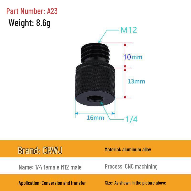 1/4 to 3/8 M4 M5 M6 M8 Screw Adapter for Tripod, Pan/Tilt Camera, Hot Shoe Mount & Light Stand
