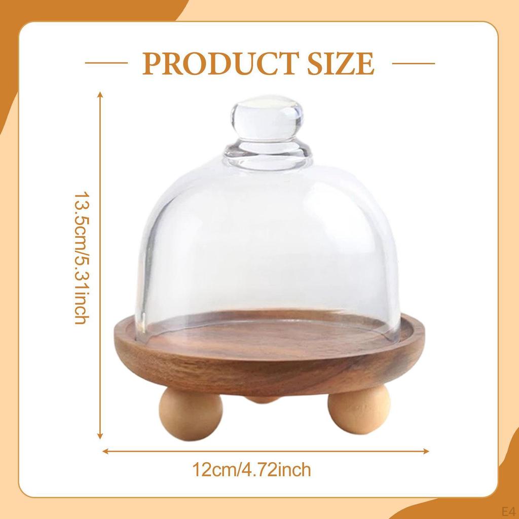 Cake Stand with Cover, Wooden Kitchen Tray, Serving Platter, Dessert Cheese