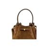 Tory Burch Romy Gold Hardware Split Cowhide Leather Crossbody Tote Bag Women's Brown