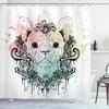 Funny Bulldog Fabric Shower Curtain Bear Deer Cow Forest Animal Vintage Style Polyester Fabric Art Shower Curtain Bathroom Decor