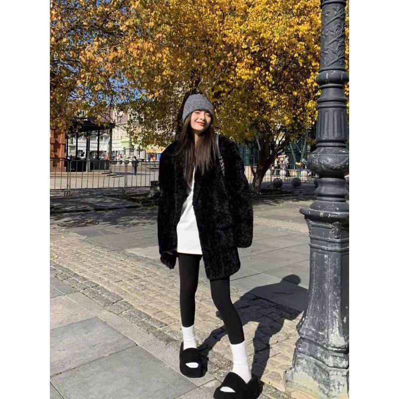 Autumn and Winter New Lamb Wool Coat Women's  Thick Mid-length Top