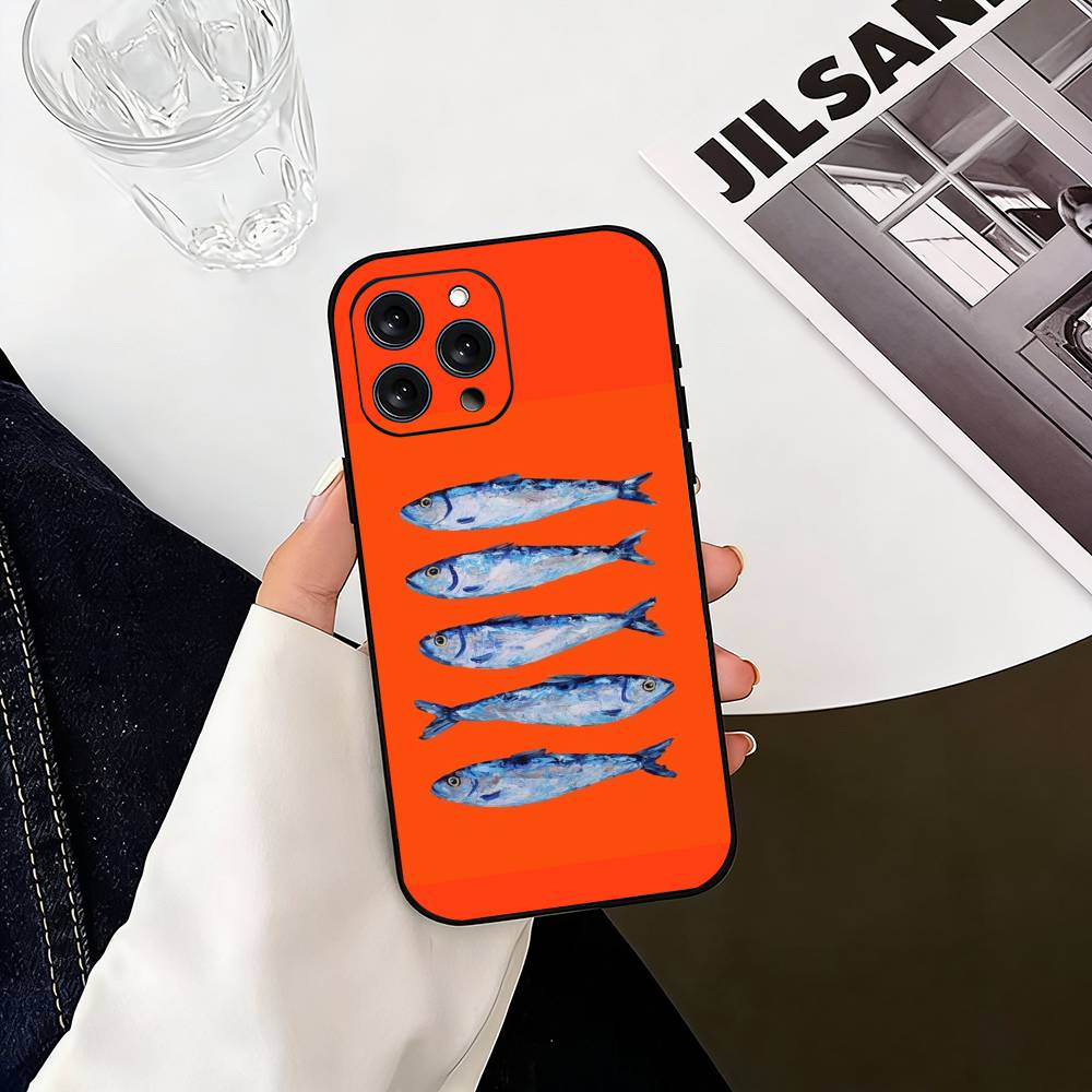 S-Sardines F-Fish Art Phone Case For iPhone 17, 16,15,14,13,12,11 Plus,Pro Max, Others Soft Black Cover