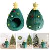 Christmas Tree Cats Bed For Small Dog Cats Warm Plush Indoor Retreat House With Detachable Cushion for Pet Rest and Sleep