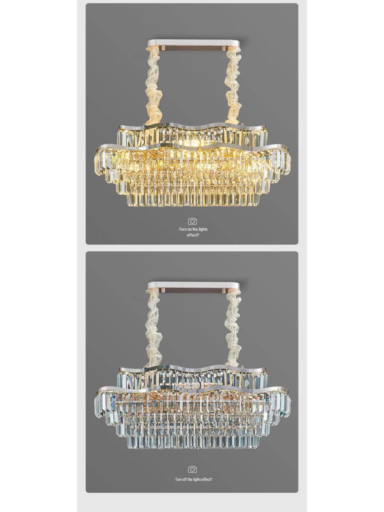 Postmodern Retro Wave Crystal Chandelier for Living Room, Bedroom, or Dining Light - Eye Protection & Atmospheric Design