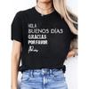 Women's Spanish Alphabet & - Letter Print T-Shirt - Spanish Language Learning, Casual Round Neck Short Sleeve Blouse
