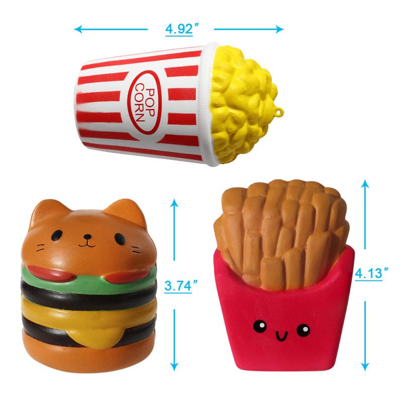 PU Simulation Hamburger Fries Squishy Slow Rising Charms Kid Hand Decorative Gift Fun Stress Relief