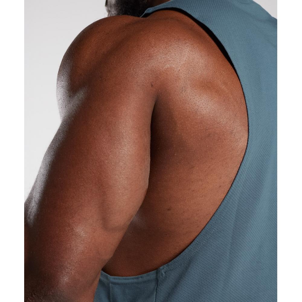 Gymshark React Drop Arm Tank Denim Teal A2a8o Tbj1