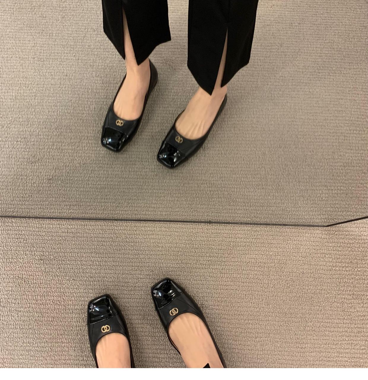 

Fashion Flat Shoes for Women 2025 New Spring and Autumn Red Square Toe Work Outdoor Plus Size 44 43 42 Women s Shoes Zapatillas Mujer 33 чёрный