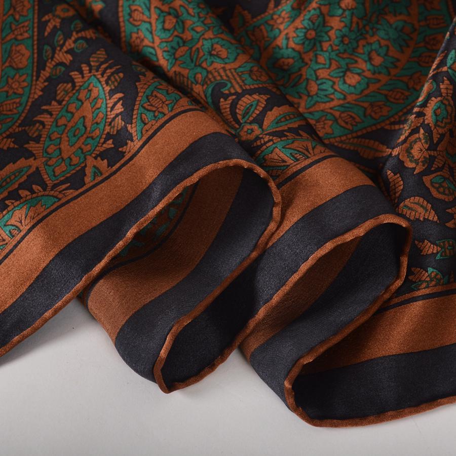 Brand Coffee Green Pure Silk Shawl Scarf Fall Winter Fashion Plaisley Design Natural Silk Scarves Wraps Women Neck Scarf