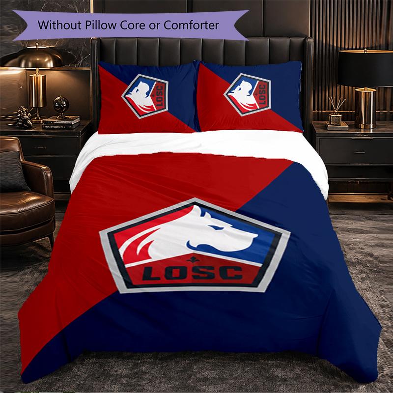 LOSC Lille FC Themed Bedding 3Pcs Duvet Cover Set Decorative Bed Linen For Teen Room Home Decoration