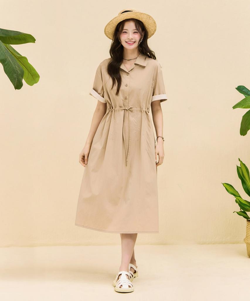 CHASECULT Women'S Open Collar Dress - Beige