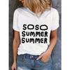 Ladies' Casual Round-Neck T-shirt | Printed with SOSO Summer Letter Pattern, Short-Sleeved, Comfortable and Well-Fitting for All Seasons