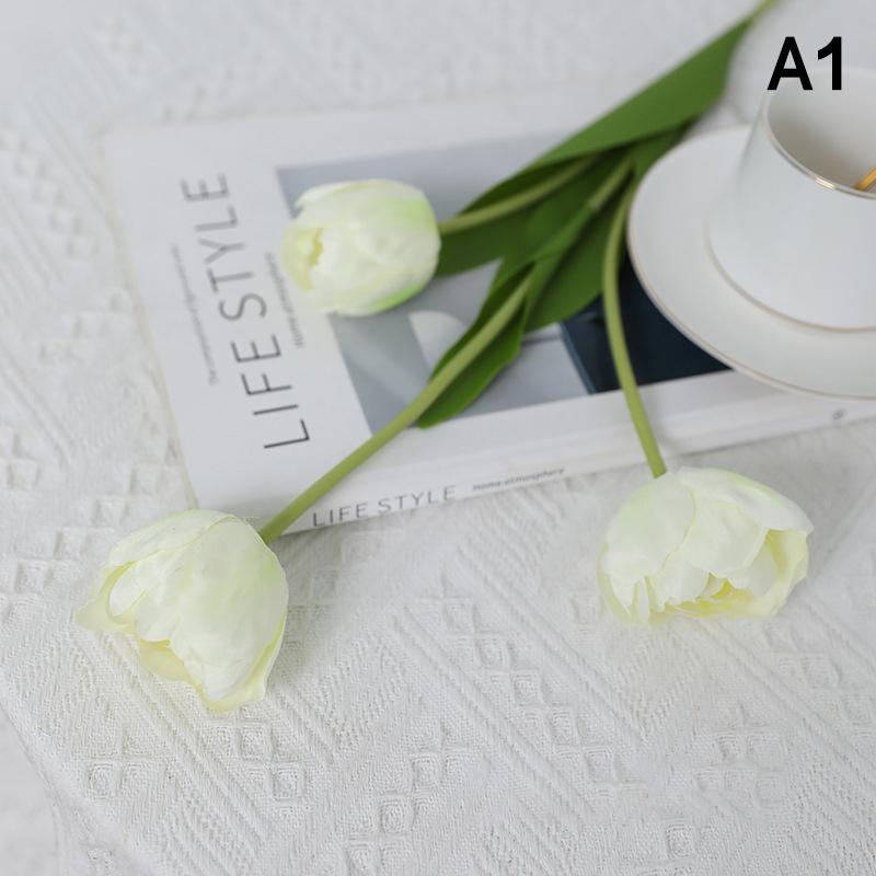 Simulation 3 Silk Tulips Home Living Room Dining Table Wedding Halloween Decoration Artificial Flowers Fake Flowers Fake Plants