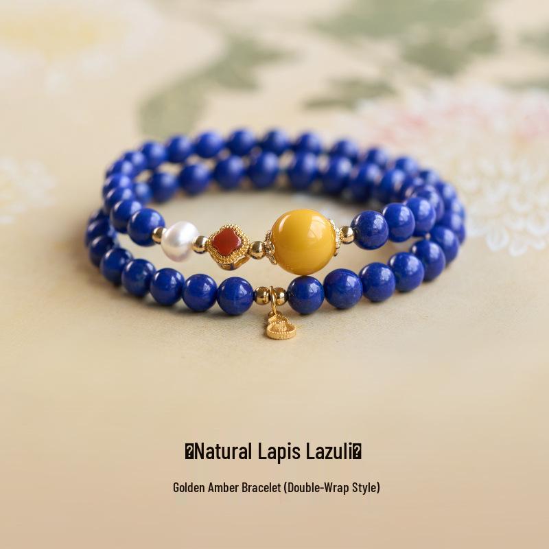 

Imperial Blue Lapis Lazuli Double Wrap Mood Bracelet