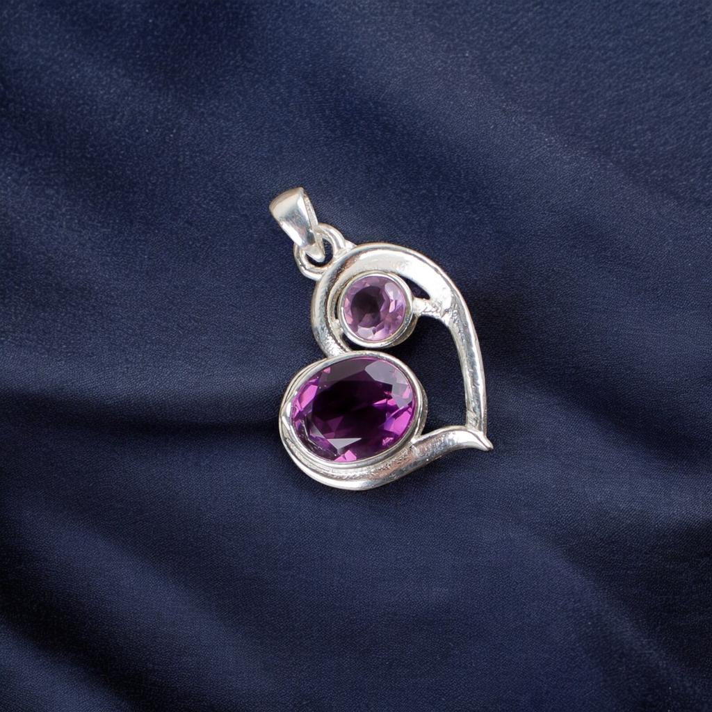 Afrikanischer Amethyst Edelstein 925 Sterlingsilber Anhänger Schmuck Valentinstagsgeschenk CP-3-6