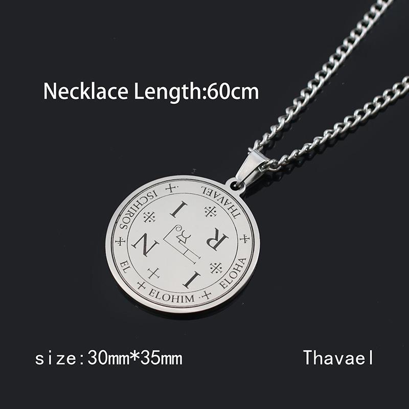 Nerezová ocel 7 Archandělů Amulet Přívěsek Náhrdelníky pro Muže Ženy Vintage Runový Vyvolávací Kouzelný Kruh Pečeť Štítek Krční Řetízek Šperky