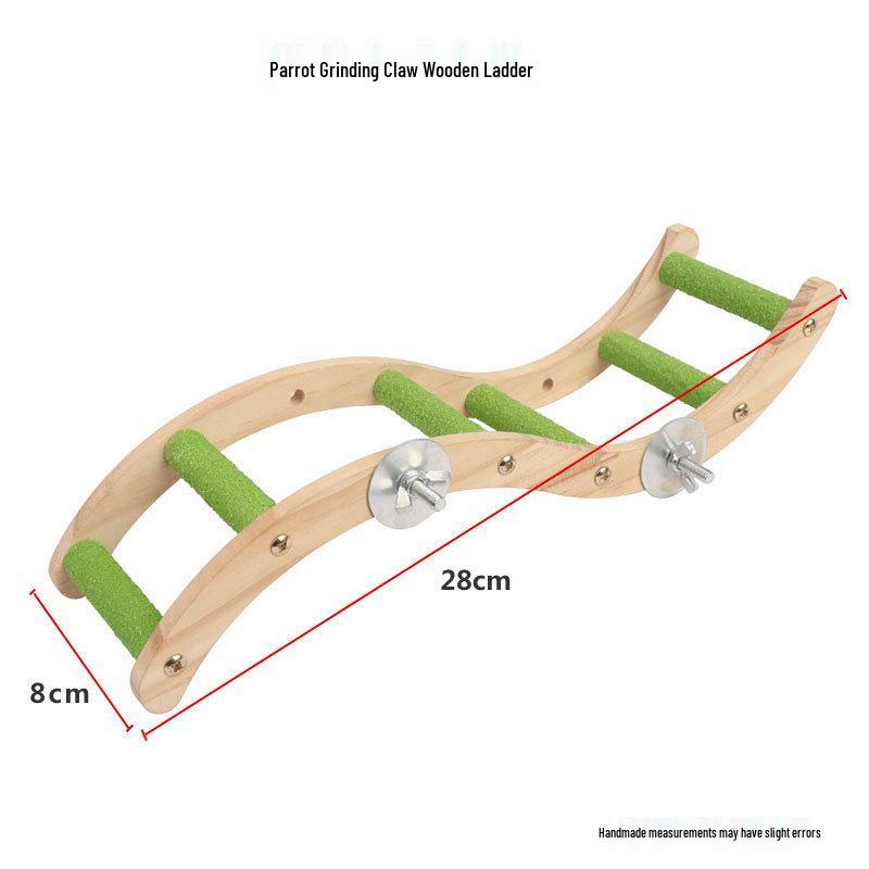 Budgie Toys Wooden Climbing Rope Ladder - Peony Interactive Swing & Beak Grinder for Small Birds In Birdcages