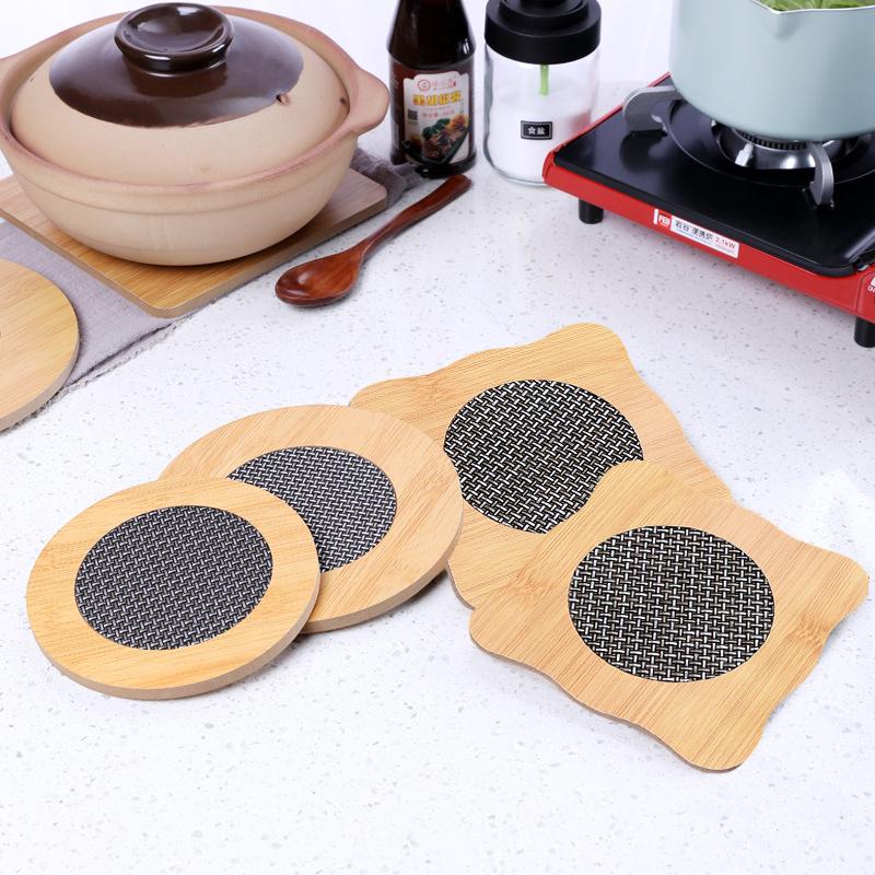 Desktop Heat-Resistant Tableware Mat Anti-Slip Mat Wooden Coasters Table Protection Circular Square Insulation Pad