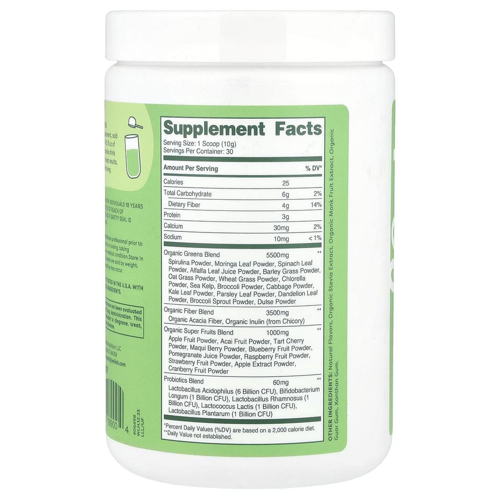 Wellah Leaf Lough Love, Daily Greens and Superfoods, Original, 11 Oz (309 G)