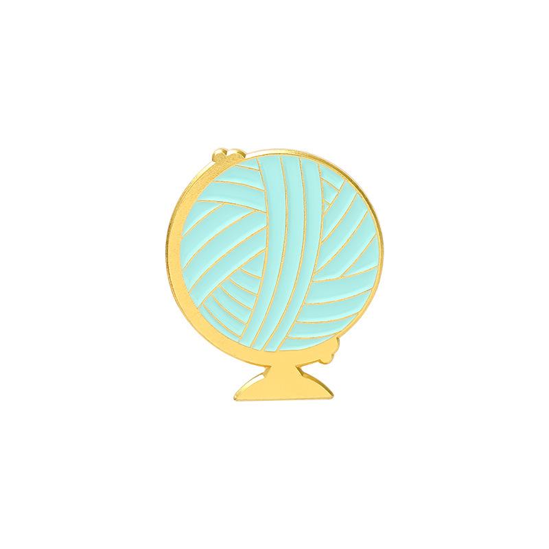 Creative Enamel Brooch: Cartoon Yarn Ball Globe with Snail and Ice Cream Design