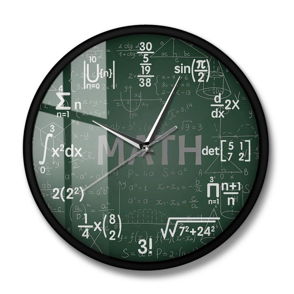 Green Chalkboard Math Formulas Wall Clock Hanging Wall Watch Back To School Science Mathematics Art Wall Decor Math Geek Gift