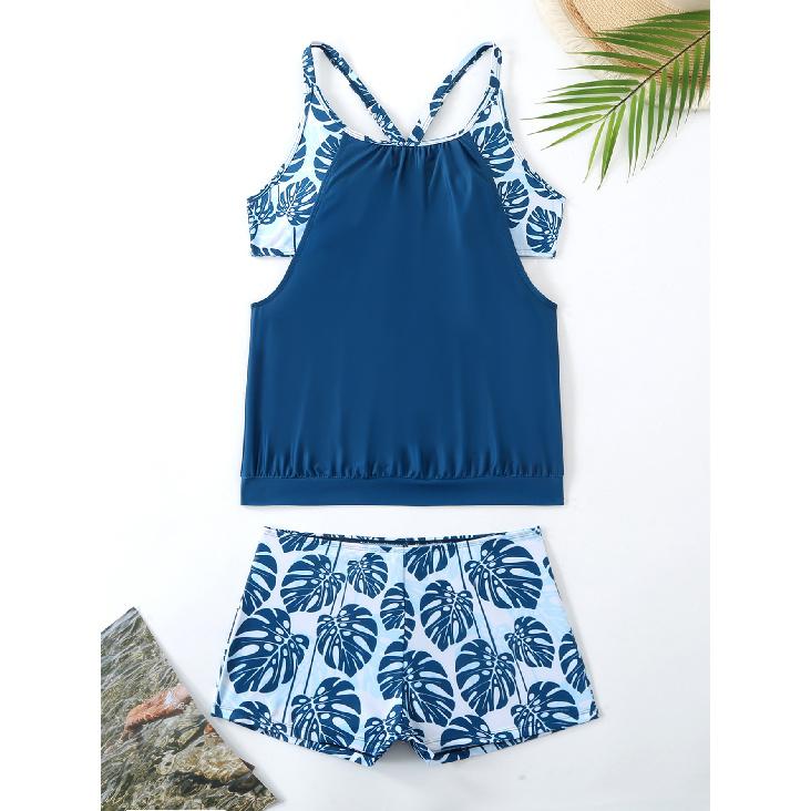 

Женская пляжная одежда, летний танкини, купальник большого размера, раздельный бикини S-5XL M синий