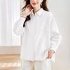 Pink Cotton Long-sleeved Blouse for Women In Spring Latest Thin Pocket Double-line Long-sleeved Blouse for Women