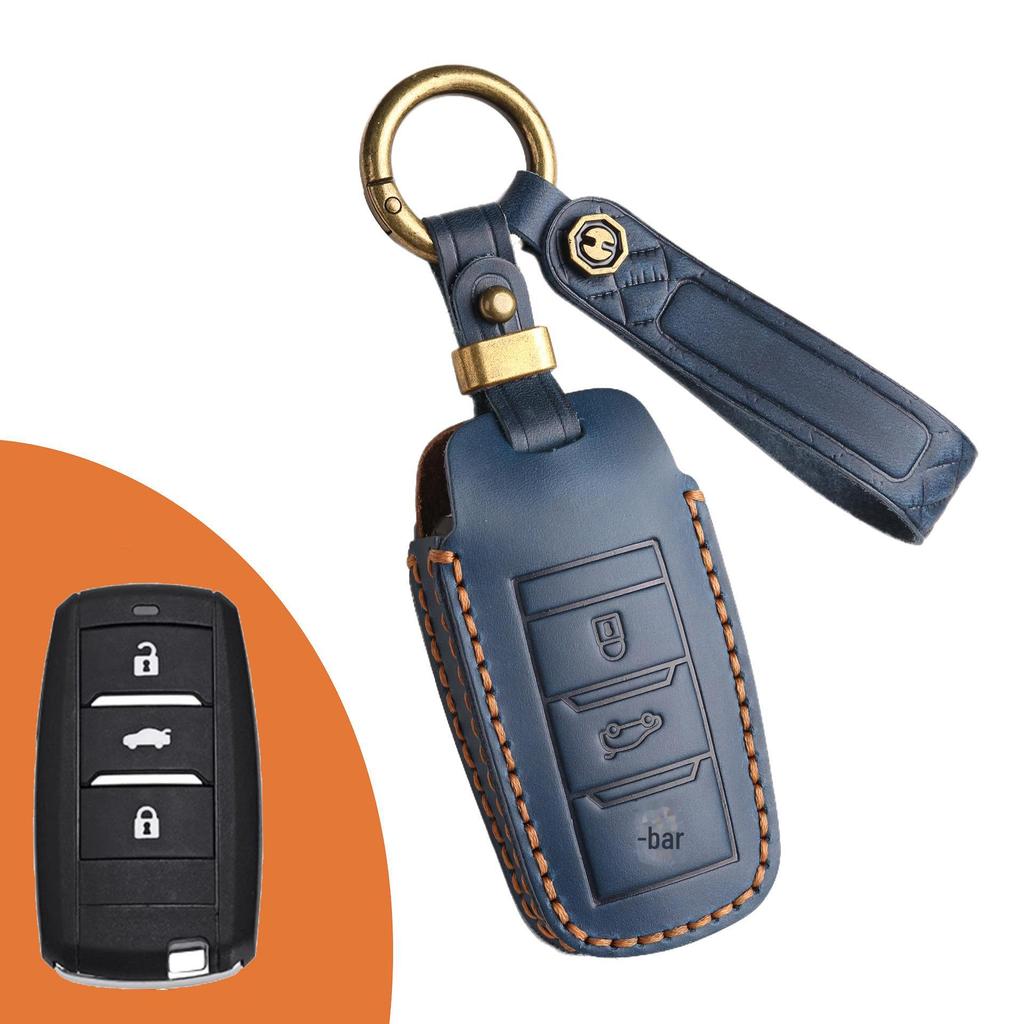 Retro Leather Key Cover for Changan CS75/Yidong – Men's Simple Cowhide Protection