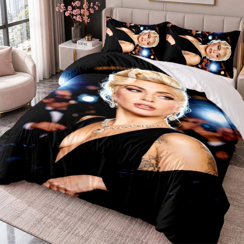 Lady Gaga 3Pcs Bedding Set Duvet Cover With Two Pillowcases For Bedroom Home Decoration