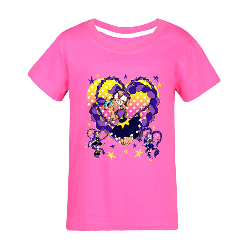 5598 Kinderen Meisjes Lily Liefde Vlechten Print Katoen Korte Mouwen T-shirt