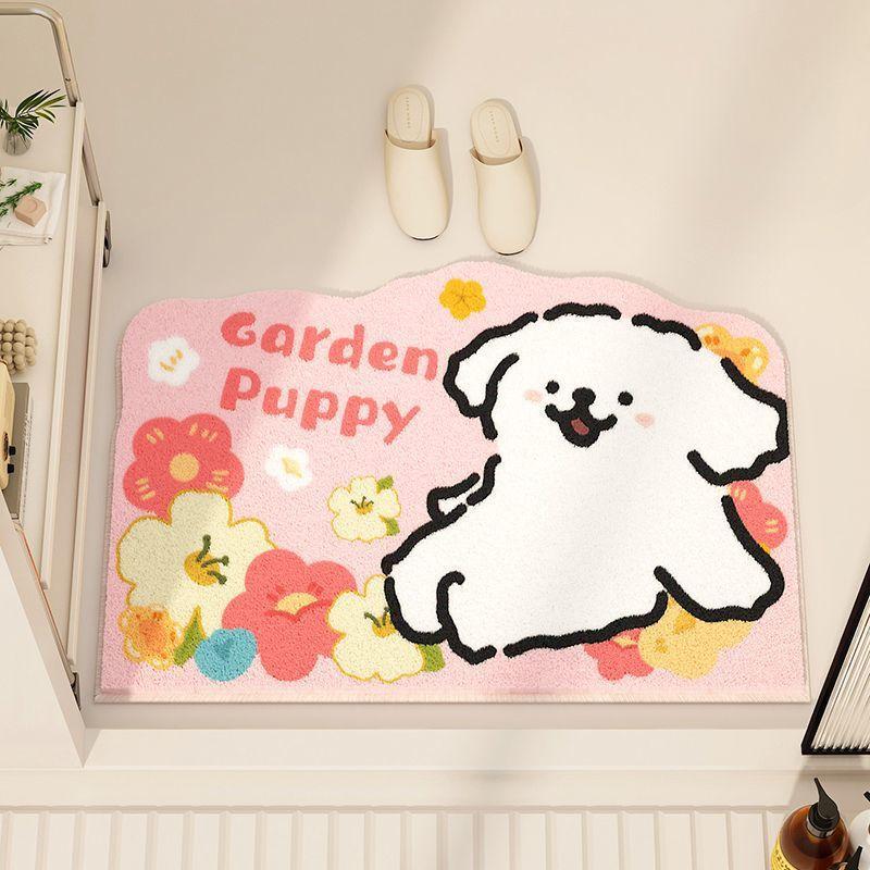 Cartoon Cute Fresh Imitation Cashmere Bathroom Mat Absorbent Non-slip Mat Toilet Door Mat Washroom Carpet