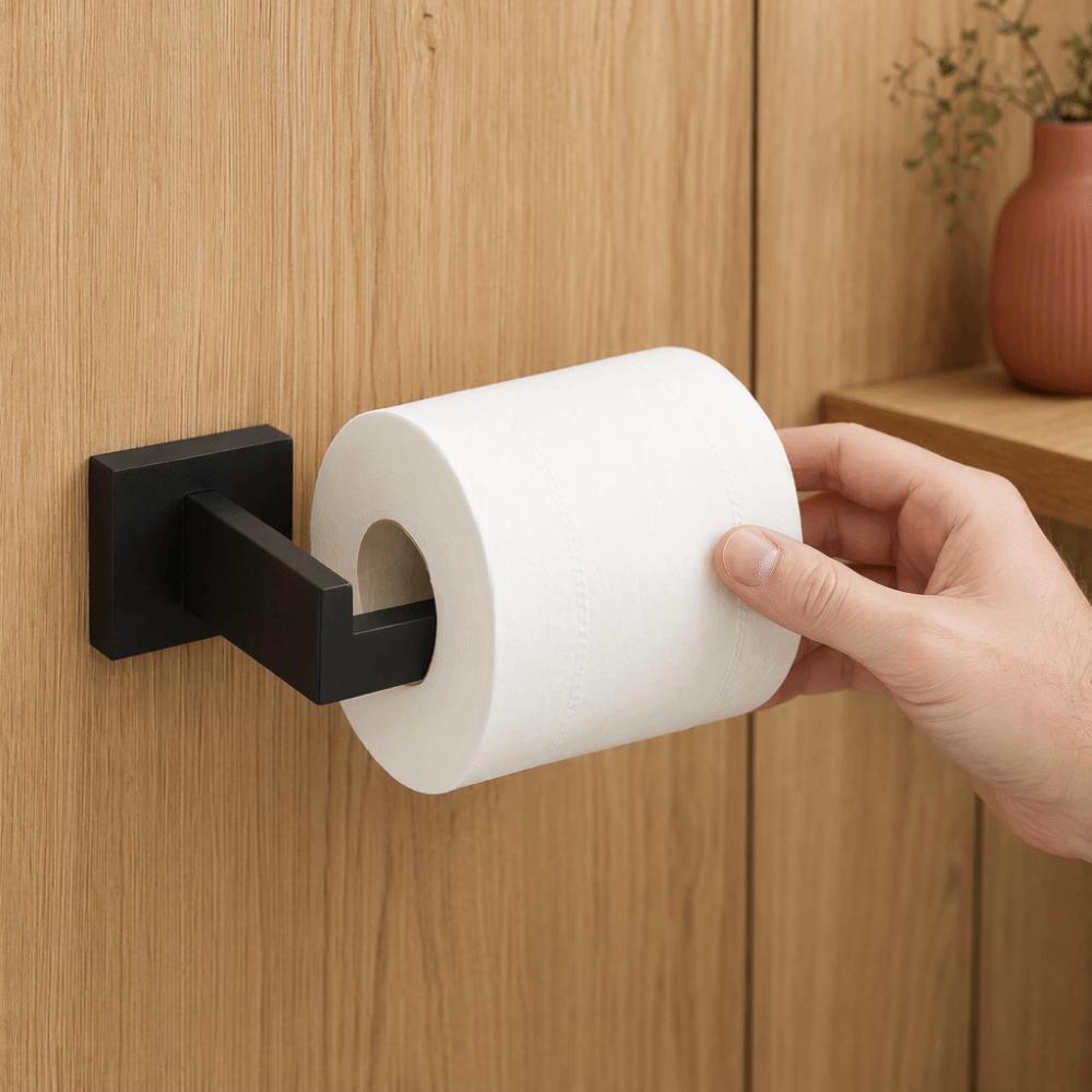 Black Toilet Roll Holder Shelf Toilet Tissue Dispenser Bathroom Kitchen Laundry Room