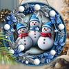 Adorable Snowman Wooden Christmas Sign, Cute Winter Wonderland Round Sign for Front Door Wall Hanging Decor, Ideal Christmas Ornament