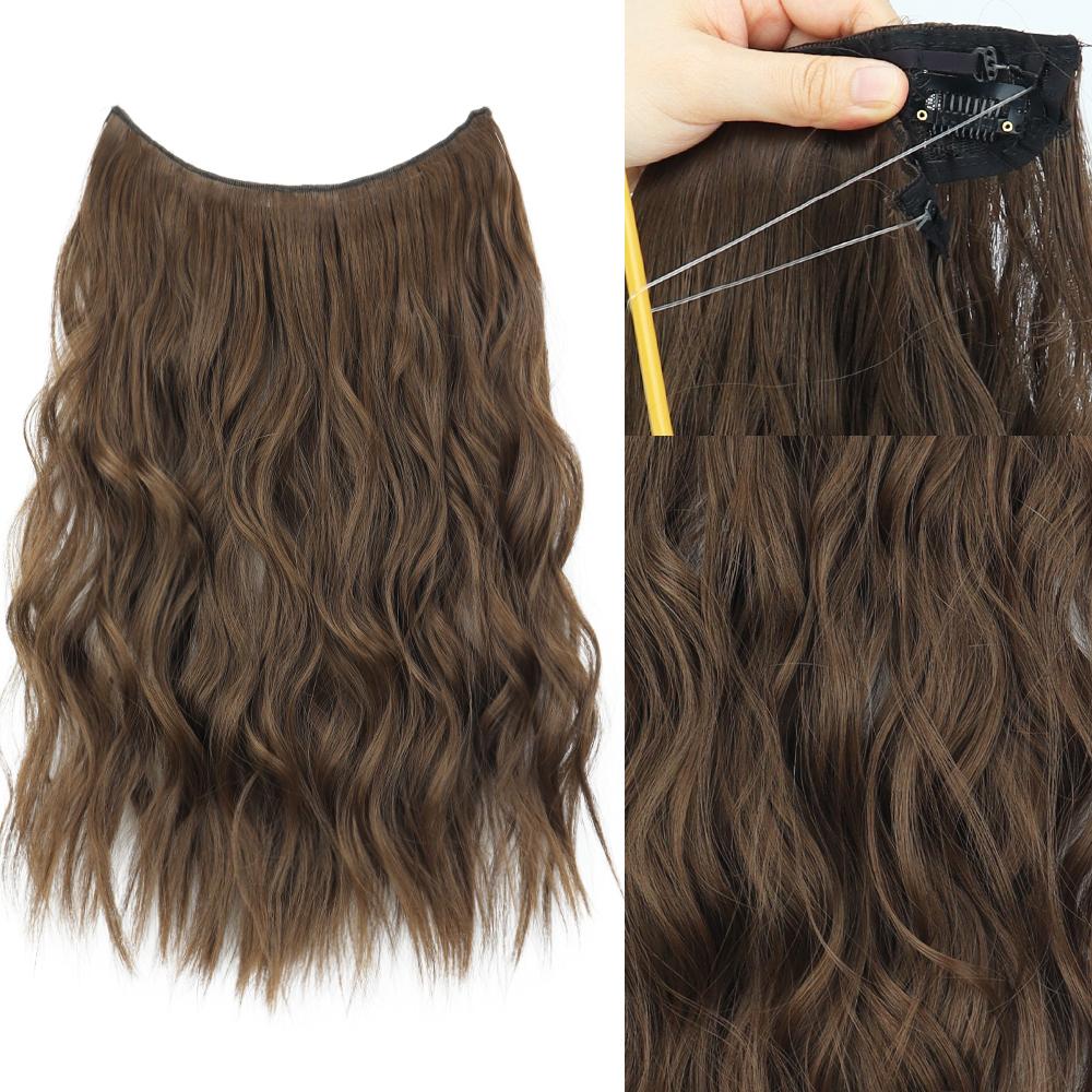 

MISSQUEEN Натуральный Коричневый Женский Модный Длинный Волнистый Наращивание Волос Синтетическое Волокно Невидимые Заколки Женская Повседневная Одежда Шиньон 22 Inch