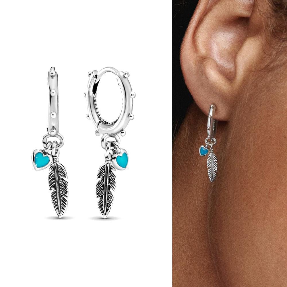 925 Silver Charms Earrings With Bow Strawberry Cherry Eye Feather Zircon Design For Women Fashion Jewelry Gift