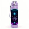 1PC Purple Glowing Wolf Head 750ml Color Plastic Sports Water Bottle Leakproof Flip Straw Lid Suitable for Sports Office Home Use