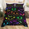 Halloween Duvet Cover Set Gothic Spooky Bedding Sets,Pumpkin Lantern Comforter Cover Horror Ghost Witch Hat Cat Bat Quilt Cover