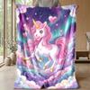 Pink Mane Unicorn in Magical Sky Theme blanket Lightweight Warm Flannel Blanket Decorative Throw Blanket for Home Decoration