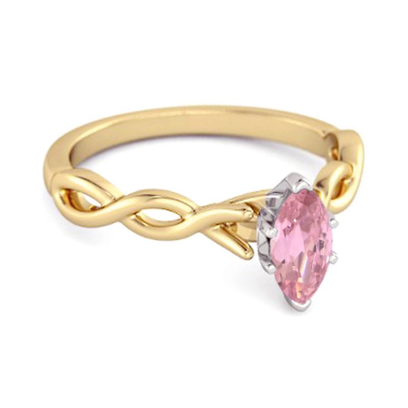 Pink CZ Marquise Women Wedding Ring - 925 Sterling Silver Gold Vermeil