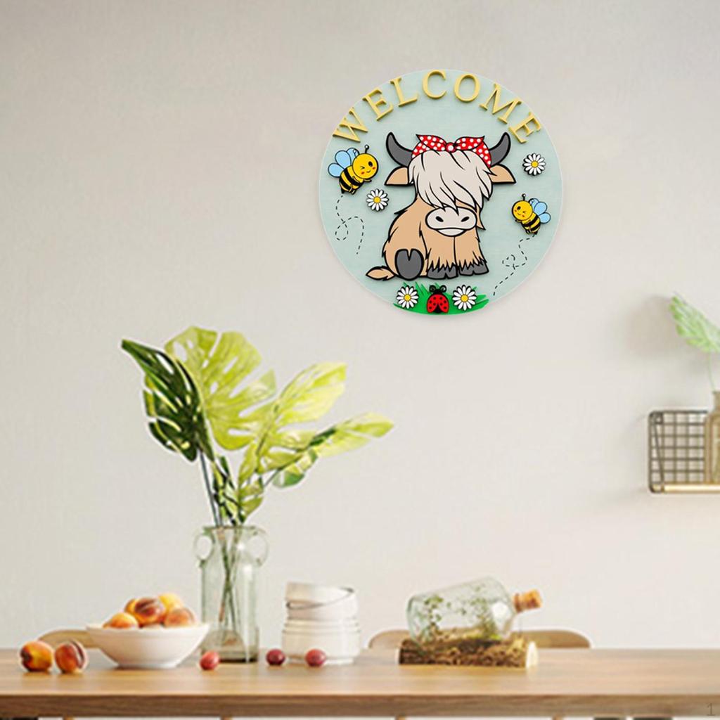 Highland Cow Wood Sign for Entryway, Wall Decor Living Room