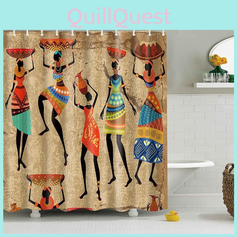 Waterproof Fabric Bathroom Shower Curtain Sheer Panel Decor 12 New Hooks