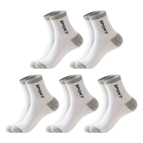 5 Pairs Men's Crew Socks Moisture-Wicking Athletic Socks Soft Breathable