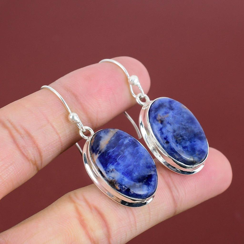 Sodalite Earring Awesome Gemstone Jewelry Decent Earrings 925 Sterling Silver Earring Sodalite Jewelry Handmade Earring  Gifts For Mother