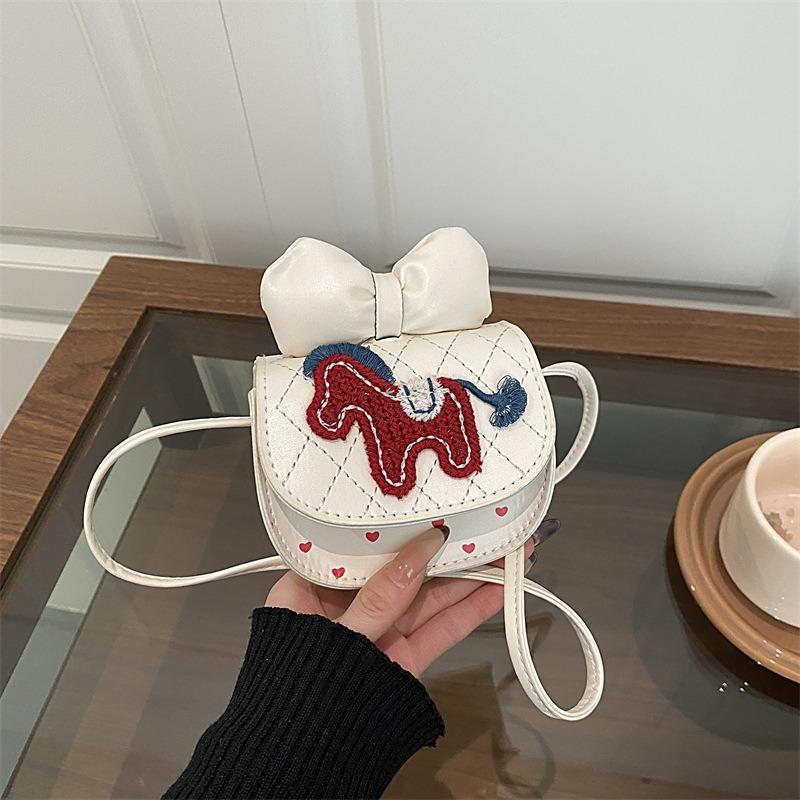Girls over cute messenger bag red bow pony new year girls red envelope lucky money mini shoulder bag