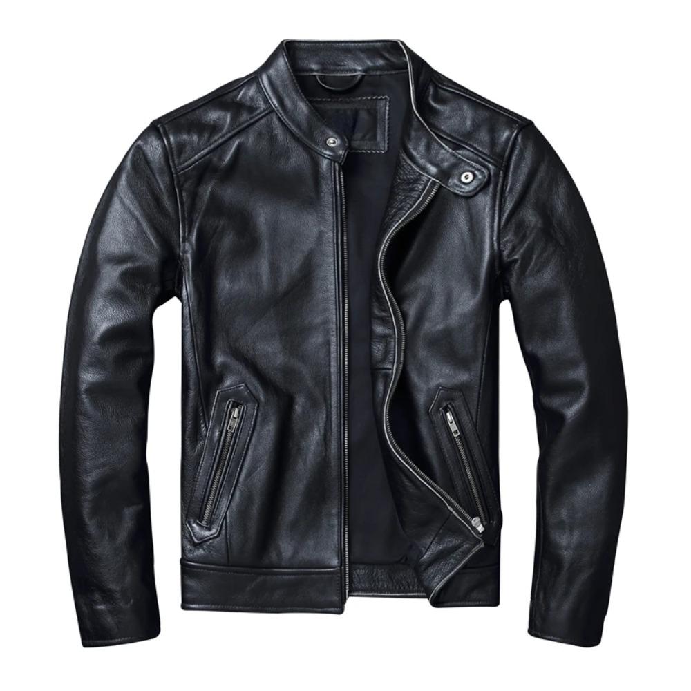 Chinese Size Spring Natural Genuine Calf Skin Leather for Man Slim Fit Male Coat Men Real Cowhide Coats Fashion Clothing Male Clothes Autumn