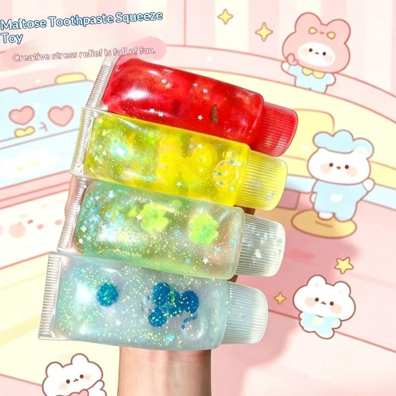 Fruit Filled Maltose Toothpaste Tube Squishy Toy Jam Filled Feel Fidget Stress Ball Anti Anxiety Sensory Toy For Kids Adults