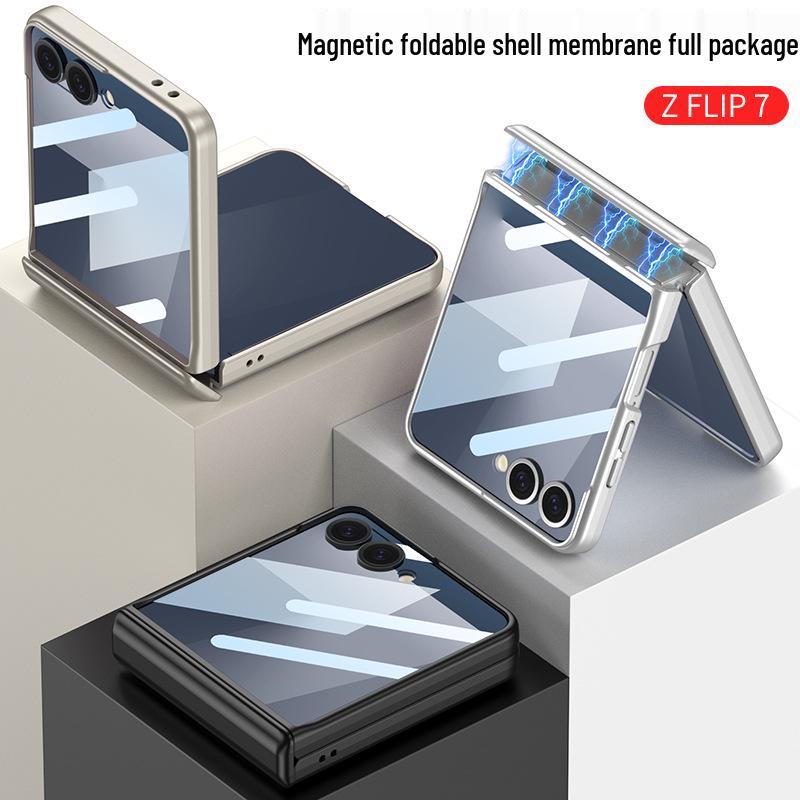 Samsung ZFlip7 Case: Ultra-Thin Foldable Screen Protector with Magnetic Adsorption - Full Coverage, Hard Shell Design.