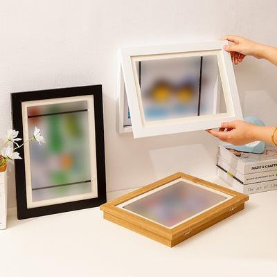 Flip Photo Frame Creative Solid Wood A4 Art Picture Frame Display Stand Oil Painting Frame DIY Children's Exhibition of Painting