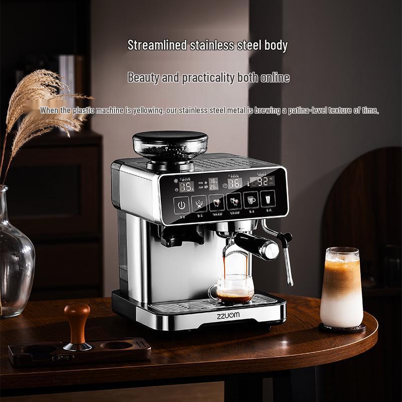 American Fully Automatic Touchscreen Coffee Machine with Built-in Grinder and Steam Milk Frother for Home and Office