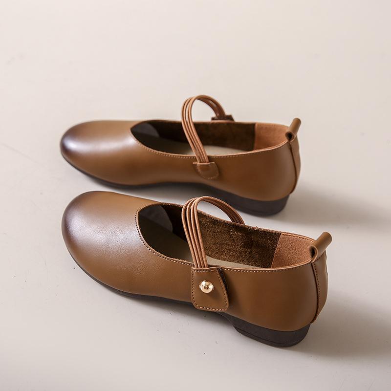 

Модные кожаные женские туфли на плоской подошве 2024 года, новые повседневные туфли с круглой головкой и мягкой подошвой для женщин Zapatos De Mujer 35 коричневый